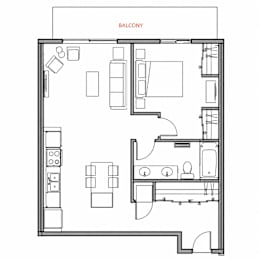 A black and white floor plan of a balcony.