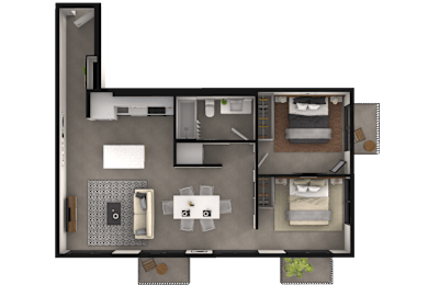 a 3d rendering of a floor plan of a house