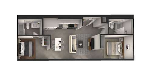A black and white image of a floor plan of an apartment.
