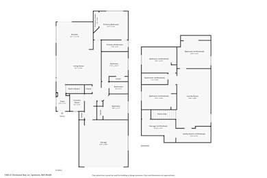 2d floorplan of a 3 bedroom, 2 bathroom residence.