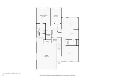 2d floorplan of the first floor of a 3 bedroom, 3 bathroom residence.
