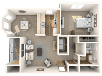  Floor Plan Cedar - 1 Bedroom, 1 Bathroom