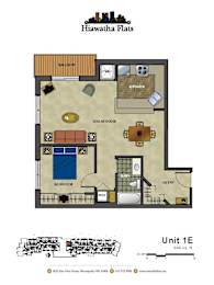 2d floorplan of a 1 bedroom, 1 bathroom unit