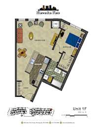 2d floorplan of a 1 bedroom, 1 bathroom unit