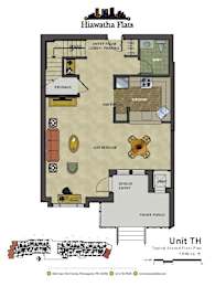 2d floorplan showing the first floor of a 2 bedroom 2 bathroom unit