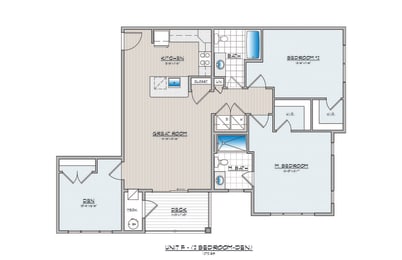 floor plan of unit F2 at Holly Oaks, Maryland
