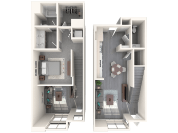 a stylized rendering of a floor plan of a building