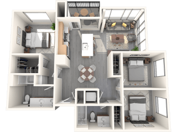 a 3d rendering of a floor plan of a house