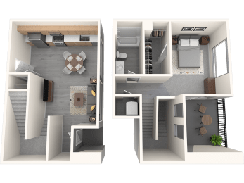 a 3d rendering of a floor plan of a house