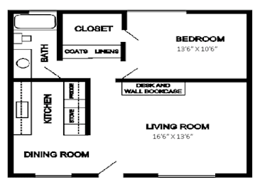 1 Bedroom 1 Bathroom Floorplan at Pennsylvania Place, California