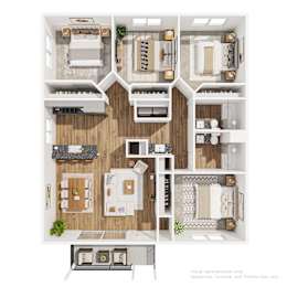 4 Bed 2 Bath floorplan at Redwood Cove Apartments, Chico, CA