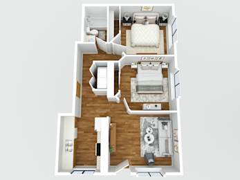 2 bedroom two bathroom floorplan at Redwood Cove Apartments, Chico, 95928