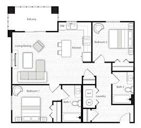 A black and white image of a house floor plan.