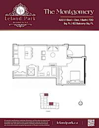 A floor plan for a residence at Leland Park shows a one bedroom, one bathroom apartment.