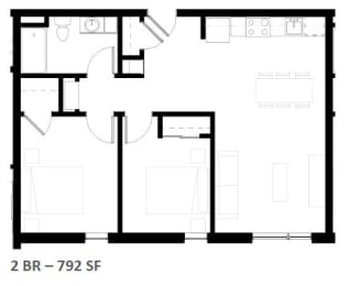  Floor Plan Two Bed One Bath