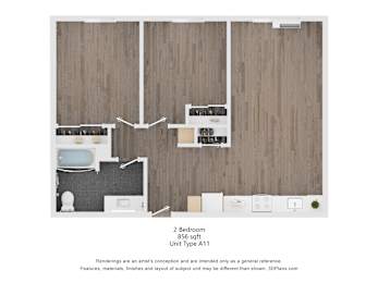 A bedroom layout with a bed, desk, and shelves.