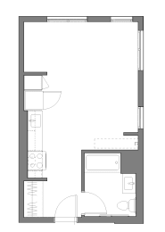 a floor plan of a small house with a bedroom and a living room