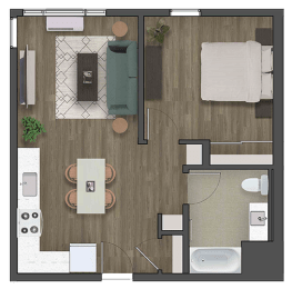 a floor plan of a one bedroom apartment