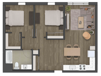 a floor plan of a two bedroom apartment