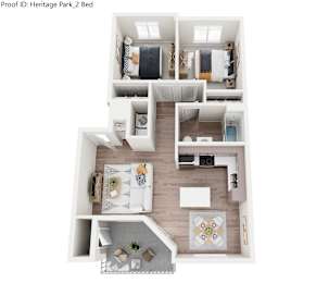 A floor plan of a Heritage Park 2 Bed apartment.