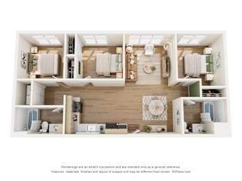 A 3D rendered image of a modern bathroom interior.