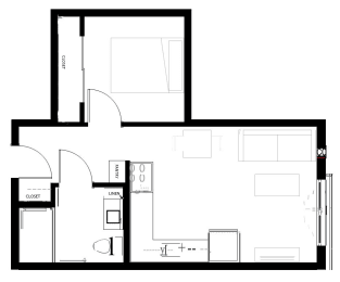  Floor Plan 1x1 B