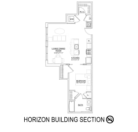 1 Bed 1 Bath 729 Sq.Ft. CapeMay Floor Plan at Heritage Court, Ewing, 08628