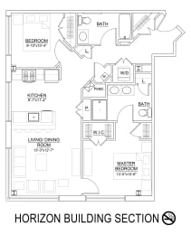 2 Bed 2 Bath 1,014-1,026 Sq.Ft. Somerset Floor Plan at Heritage Court, New Jersey, 08628
