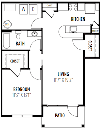 A black and white image of a floor plan for a small apartment.