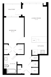 A floor plan of a house with a living room, kitchen, pantry, bathroom, and bedroom.