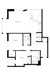 A floor plan of a house with labeled rooms such as "DINING ROOM" and "KITCHEN".