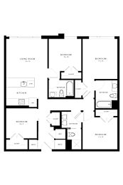 A black and white floor plan of a house with labeled rooms.