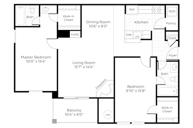 A floor plan of a house with a living room, dining room, kitchen, and multiple bedrooms.