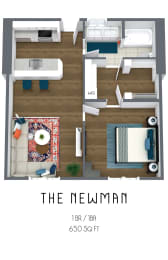 a floor plan of a room with a desk and a chair