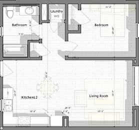 1 Bed A Floorplan at Alena on Haley, Santa Barbara, CA, 93101