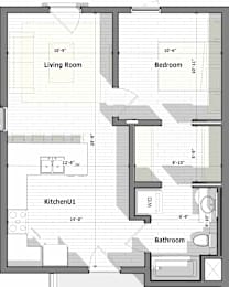 1 Bed C Floorplan at Alena on Haley, Santa Barbara