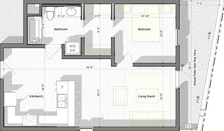 1 Bed D Floorplan at Alena on Haley, Santa Barbara, California