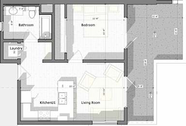 1 Bed E Floorplan at Alena on Haley, California, 93101