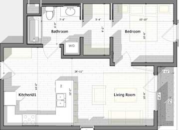1 Bed F Floorplan at Alena on Haley, Santa Barbara, CA, 93101