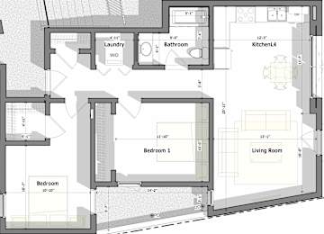 2 Bed 1 Bath A Floorplan at Alena on Haley, Santa Barbara, 93101