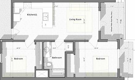 2 Bed 1 Bath B Floorplan at Alena on Haley, Santa Barbara