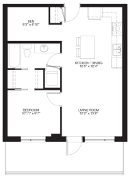 1-Bedroom / 1-bathroom + Den