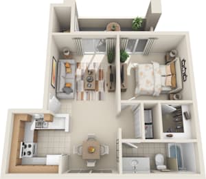 Tresa at Arrowhead Apartments 636 sqft floor plan 3D rendering