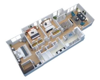 bedroom floor plan an in 3d