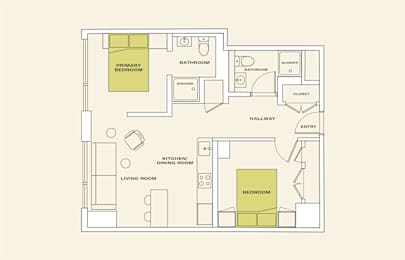 2 bed 1 bath A at Scout Living, powered by Placemakr Apartments, Atlanta, GA