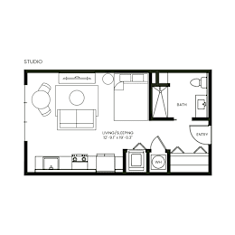 Studio 1 bath at Anthem House Apartment , Huntsville, AL