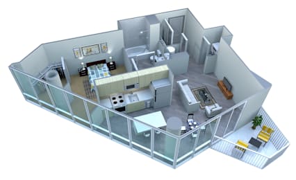 1 Bed | 1 Bath — Balcony