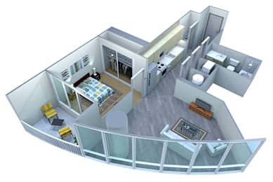 1 Bed | 1 Bath — Private City View Balcony
