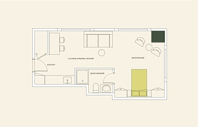 Studio 1 bath at Scout Living, powered by Placemakr Apartments, Atlanta, GA