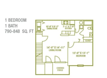  Floor Plan 1 Bed 1 Bath